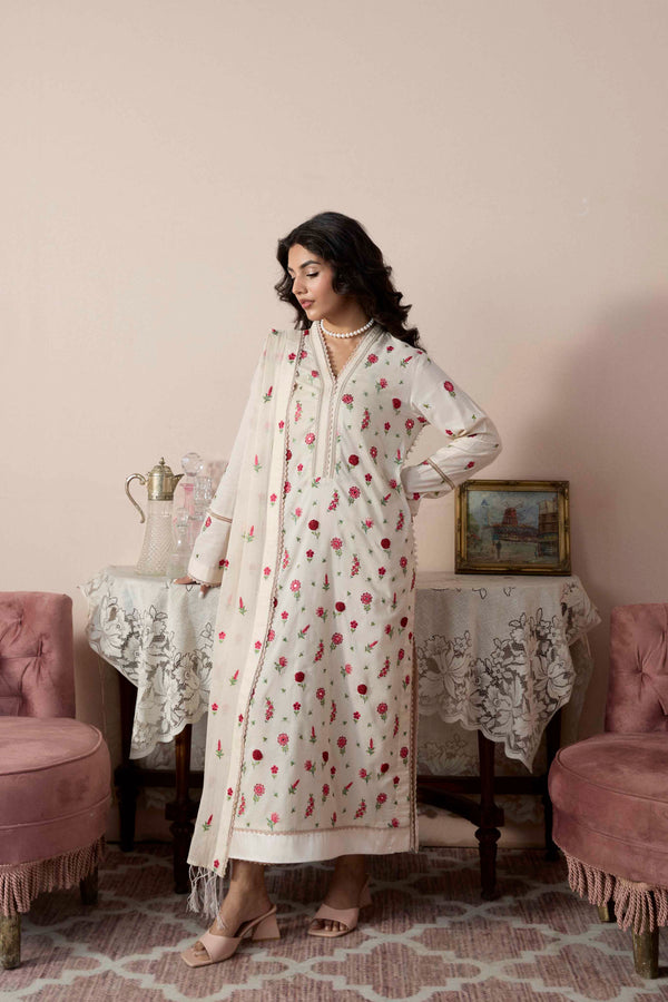 M3538A - Skin Unstitched 3 Piece Suit - Luxury Embroidered Eid Collection - Taana Baana