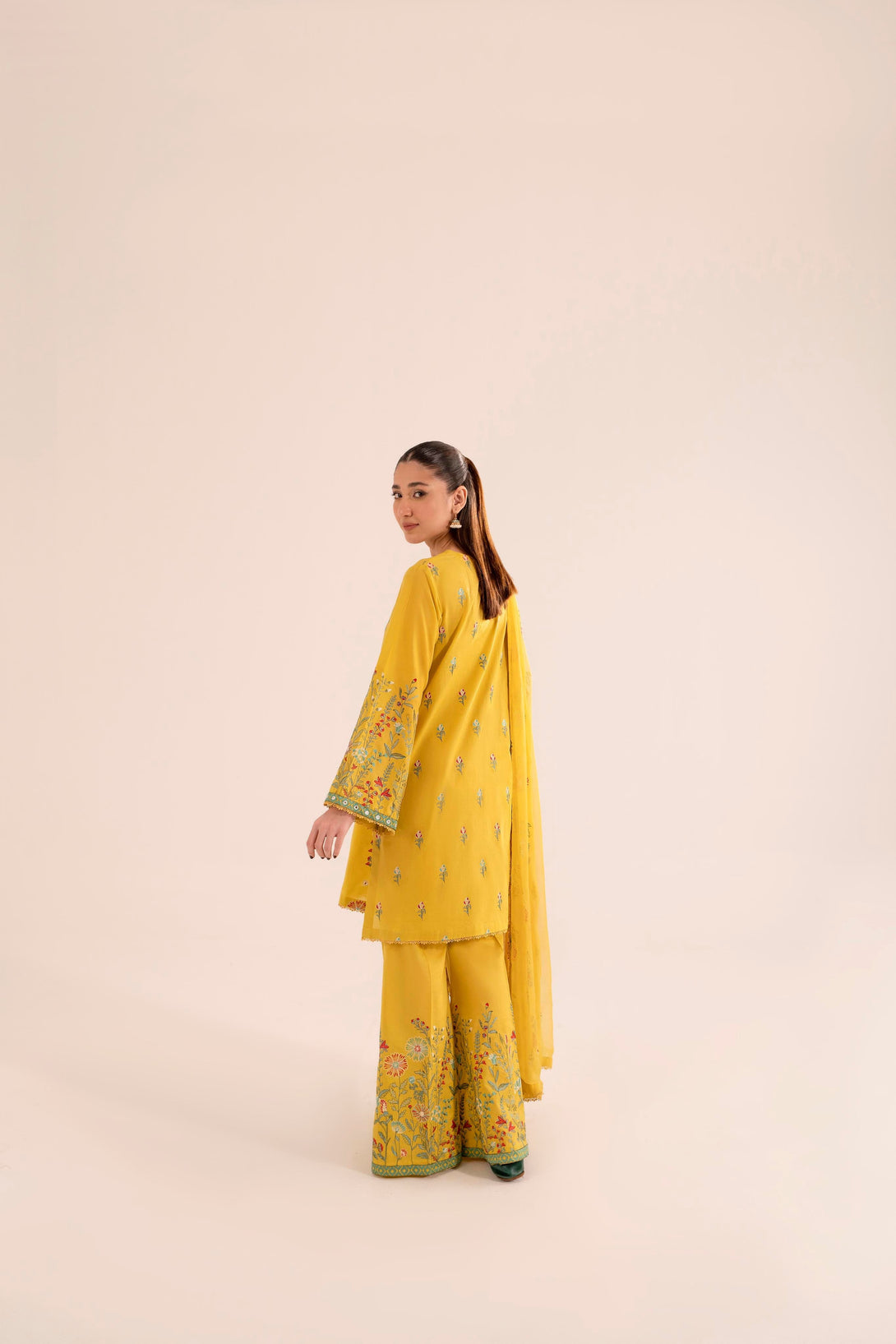 B3571B - Yellow Embroidered Lawn 3 Piece Suit by Taanabaana.pk